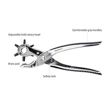 Carica l&#39;immagine nel visualizzatore di Gallery, Amazon Basics - Set pinza fustellatrice, per il cuoio, rotante, per fori di diverse dimensioni