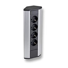 Carica l&#39;immagine nel visualizzatore di Gallery, Premium presa angolare 4 X Schuko in alluminio per cucina, ufficio, mobili....