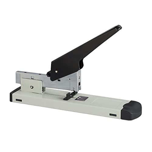 relaxdays sparapunti Spillatrice Professionale, per 210 Fogli, con 24/6 Graffette, Cucitrice per un max. di 70 mm, maxi, grigio, acciaio, plastica, 1 pz
