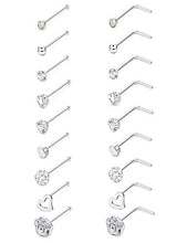 Carica l&#39;immagine nel visualizzatore di Gallery, Milacolato 20G Naso Stud Set I Forma Cartilagine Tragus Piercing CZ Acciaio... - Ilgrandebazar