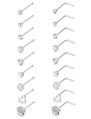 Milacolato 20G Naso Stud Set I Forma Cartilagine Tragus Piercing CZ Acciaio... - Ilgrandebazar