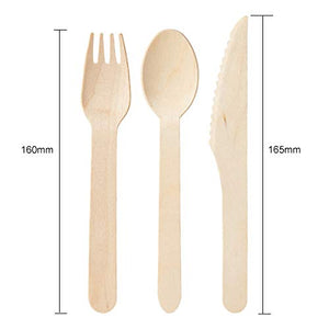 Posate usa e getta in legno naturale, più resistenti e 160mm, Nature Brown