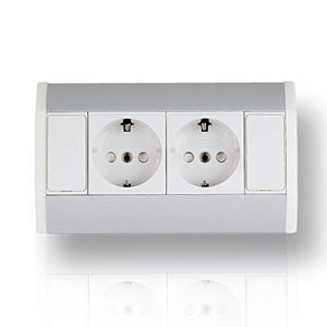 Pratica presa angolare 2x Schuko, in alluminio, per cucina, bagno,...