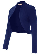 Carica l'immagine nel visualizzatore di Gallery, Belle Poque Donna Coprispalle Corta a Maniche Lunghe con Frontale L, Blu - Ilgrandebazar