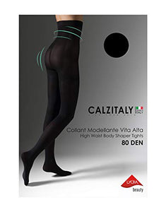 CALZITALY Collant Modellanti a Vita Alta Coprenti | Calze Total M, Nero - Ilgrandebazar