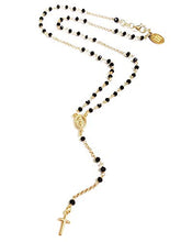 Carica l&#39;immagine nel visualizzatore di Gallery, Collana rosario in Argento 925 dorato e perline nere - Linea Italia gioielli... - Ilgrandebazar
