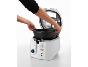 De'Longhi F28533.W1 RotoFry Friggitrice con Cestello Rotante, Frittura Leggera, Facile Pulizia Grazie alla Vasca Removibile, Termostato Regolabile, Timer con Segnale Acustico, Capacità olio 1,3L