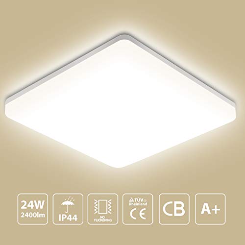 Oeegoo 24W Plafoniera LED, 2400LM Lampada da soffitto Ip44 24w Viereckig