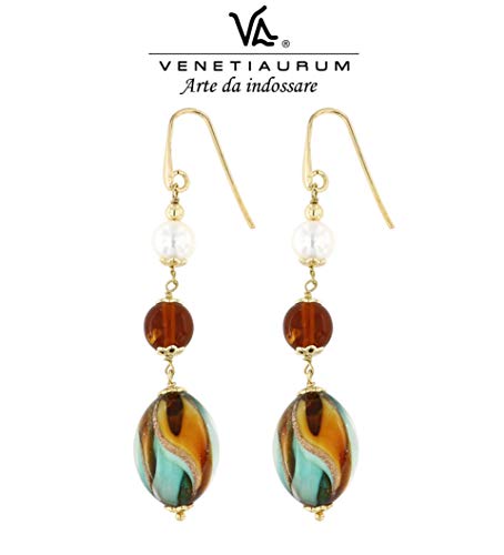 Venetiaurum - Orecchini Lunghi Da Donna Con Perle In Vetro Originale Di...