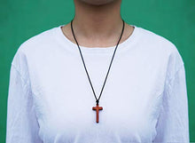 Carica l&#39;immagine nel visualizzatore di Gallery, Collana Con Pendente a Croce in Legno di Pero Rosso Per Uomo Donna Bambino... - Ilgrandebazar