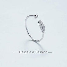 Carica l&#39;immagine nel visualizzatore di Gallery, Tusuzik Piume Foglia Anello Regolabile Aperto in Argento Sterling 925,... - Ilgrandebazar