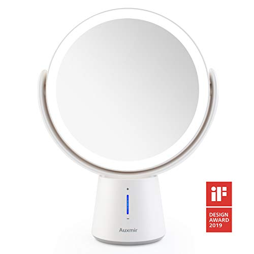 Auxmir Specchio Trucco LED Ingranditore 10X/1X a Doppia Faccia 19cm