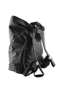 Zaino Donna con Borchie in Pelle pu a Sacco Nero, Zainetto Borchiato per Nero
