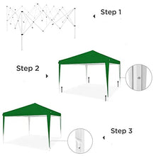 Carica l'immagine nel visualizzatore di Gallery, BAKAJI Gazebo 3 x 3 metri Pieghevole Tessuto Poliestere Impermeabile Struttura in Metallo Richiudibile a Fisarmonica Tendone Portatile Fiera Mercato Giardino Esterno + Sacca per Trasporto (Verde)