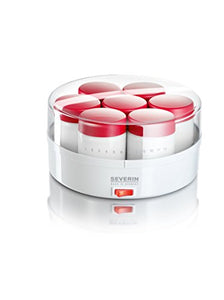 Severin JG 3519 Yogurtiera con 14 Vasetti, Bianco/Rosso