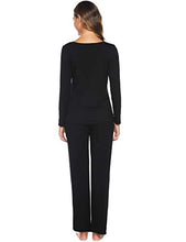 Carica l'immagine nel visualizzatore di Gallery, ARBLOVE Pigiama Donna Cotone Invernale Lungo Intimo Camicie da S, A-nero - Ilgrandebazar