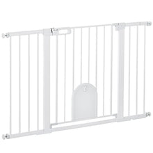 Carica l'immagine nel visualizzatore di Gallery, PawHut Cancelletto per Cani Estensibile con Porta a Chiusura Automatica, in Metallo e ABS, 75-131x76 cm, Bianco