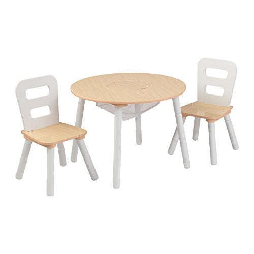 KidKraft 27027 Set Tavolo Rotondo con 2 Sedie, Legno, Naturale/Bianco - Ilgrandebazar