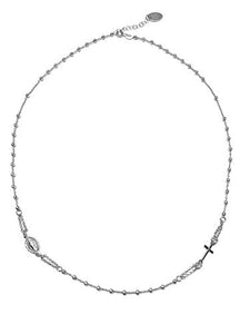 Collana Rosario Girocollo In Argento 925 - Croce E Medaglietta Madonna -... - Ilgrandebazar