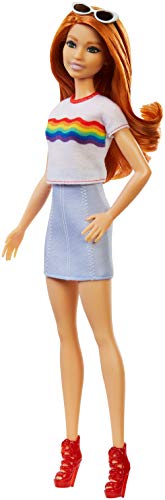 Barbie- Fashionista, Bambola Bionda con Maglietta Stampa Arcobaleno e Gonna... - Ilgrandebazar