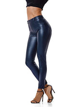 Carica l'immagine nel visualizzatore di Gallery, FITTOO Leggings in Pelle da Donna Pantaloni Ecopelle Collant M, Blu Scuro - Ilgrandebazar