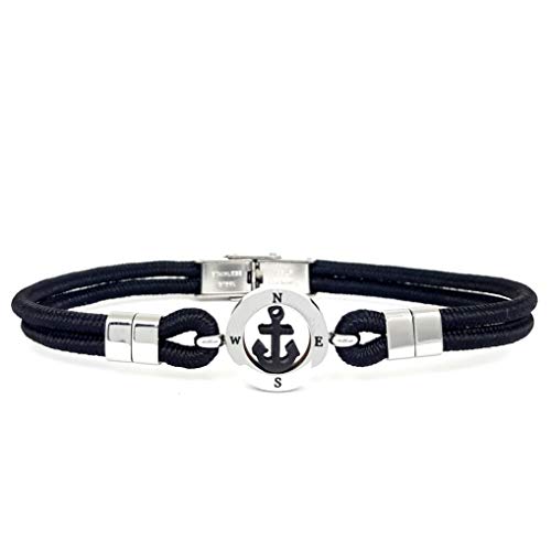 SAGA GIOIELLI BRACCIALE UOMO ACCIAIO E CORDONCINO ANCORA