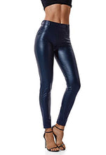 Carica l'immagine nel visualizzatore di Gallery, FITTOO Leggings in Pelle da Donna Pantaloni Ecopelle Collant M, Blu Scuro - Ilgrandebazar