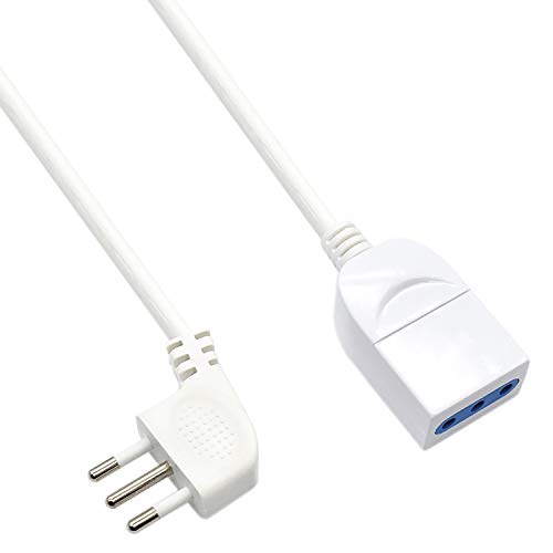 EW3800 - Prolunga elettrica bianca 3mt, spina Italiana 10A 90° Bianco - Ilgrandebazar
