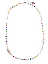 Carica l&#39;immagine nel visualizzatore di Gallery, Collana Donna Rosario Girocollo In Argento 925 E Pietre Colorate - Croce E... - Ilgrandebazar
