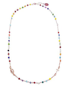 Collana Donna Rosario Girocollo In Argento 925 E Pietre Colorate - Croce E... - Ilgrandebazar