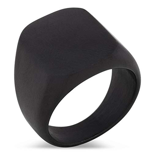 Akitsune Iustitia Anello | Design-Anello Donna Uomo Sigillo Nero Opaco - Ilgrandebazar