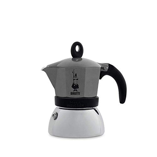 Bialetti Moka Induction, Caffettiera 3 Tazze , Acciaio 3 Tazze, Antracite - Ilgrandebazar