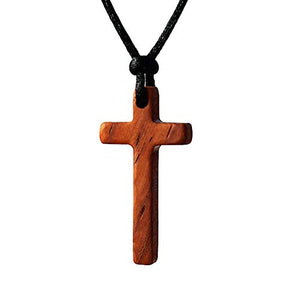 Collana Con Pendente a Croce in Legno di Pero Rosso Per Uomo Donna Bambino... - Ilgrandebazar