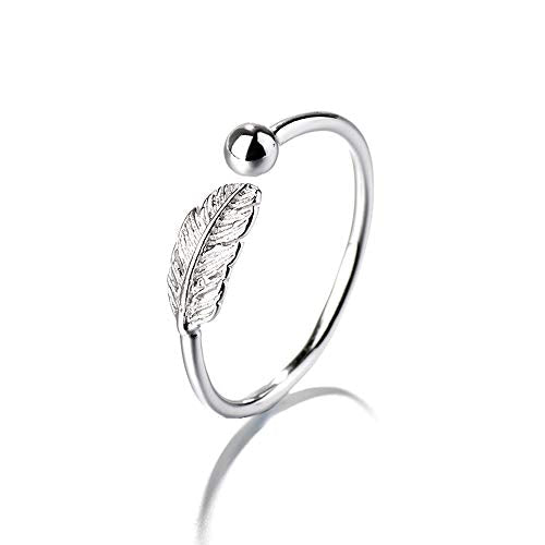 Tusuzik Piume Foglia Anello Regolabile Aperto in Argento Sterling 925,... - Ilgrandebazar