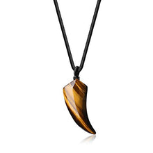 Carica l&#39;immagine nel visualizzatore di Gallery, COAI Pendente Dente di Lupo in Occhio Tigre, Collana da Uomo in...