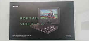 YOTON Lettore DVD portatile da 9,5" per bambini con schermo girevole HD da 7,5", con altoparlante stereo, 1.8m Caricatore per Auto, scheda Sync TV/USB/SD [Blu-ray non supportata]