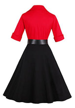 Carica l'immagine nel visualizzatore di Gallery, VERNASSA Vestiti Retro 50s, Vintage 3/4 Manicotto Audrey L, 1523-rosso