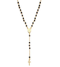 Carica l&#39;immagine nel visualizzatore di Gallery, Collana rosario in Argento 925 dorato e perline nere - Linea Italia gioielli... - Ilgrandebazar