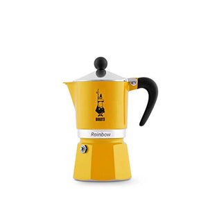 Bialetti Rainbow Caffettiera Colorata, Alluminio, Giallo, 3 3 Tazze, Giallo