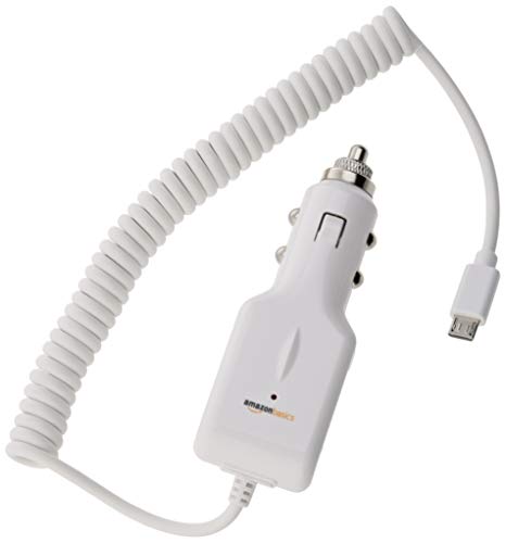 AmazonBasics - Cavo a spirale caricabatteria universale da auto, con Bianco - Ilgrandebazar