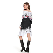 Carica l&#39;immagine nel visualizzatore di Gallery, ANVIGO Vestiti di Natale Donna, Abito stampato di Natale, Abbigliamento Vatalizio Donna, Maniche lunghe con fiocchi di neve e motivi di Babbo Natale per Feste di Natale, Cene di Famiglia (L, Nero)
