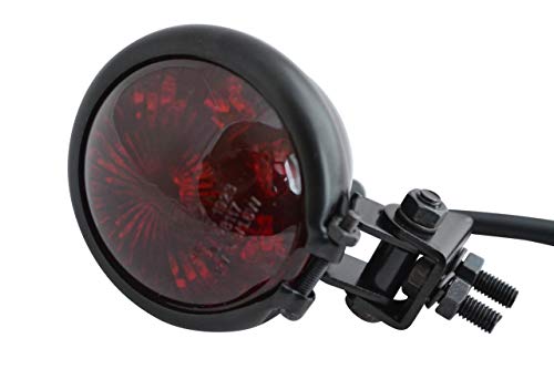 Moto LED Luce Stop Posteriore - Omologato - Nero Lucido con Lente Rossa per...