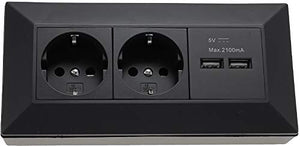 Presa angolare con 2 prese Schuko, 2 uscite USB per cucina, ufficio,...
