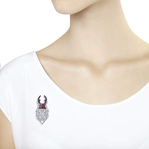 SOKOLOV Jewelry Spilla Glitter in Argento Elegante con Corindone Rosso e... - Ilgrandebazar