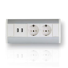 Carica l&#39;immagine nel visualizzatore di Gallery, Pratica presa angolare 2x Schuko USB, alluminio, per cucina, bagno,...