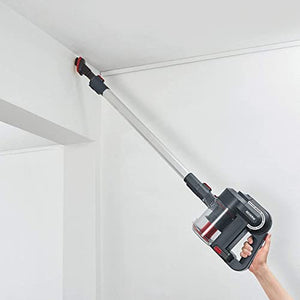 Severin HV 7165 Scopa aspirapolvere senza filo, Ciclonica, Motore Digitale, Spazzola motorizzata, Animal Care, filtro HEPA Longlife, 0,65 litri, autonomia fino a 30 minuti, 240 W, Grigio / Rosso