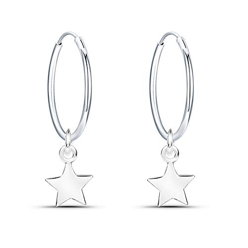 Fu You Orecchini in Argento 925 Orecchino a Cerchio con Pendente a... - Ilgrandebazar