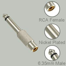 Carica l'immagine nel visualizzatore di Gallery, VCE 6 Pezzi Adattatore Audio RCA femmina－jack 6.3mm maschio mono Connettore...
