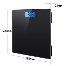 Carica l'immagine nel visualizzatore di Gallery, Bilancia Pesapersone elettronica digitale da bagno, piattaforma 28x28cm portata 180KG display retroilluminato controllo del peso (nera)