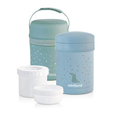 Carica l'immagine nel visualizzatore di Gallery, Thermos Portapappa Bèbè con ermetici 700 ml Miniland 89226 Thermetic azure